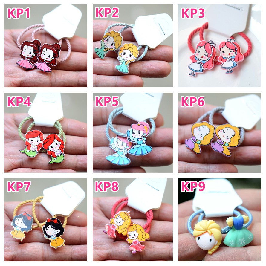 Ikat Karet Rambut Anak Disney Korea styel Motif Princess Elsa Frozen/Mermaid/Aurora/Snow White