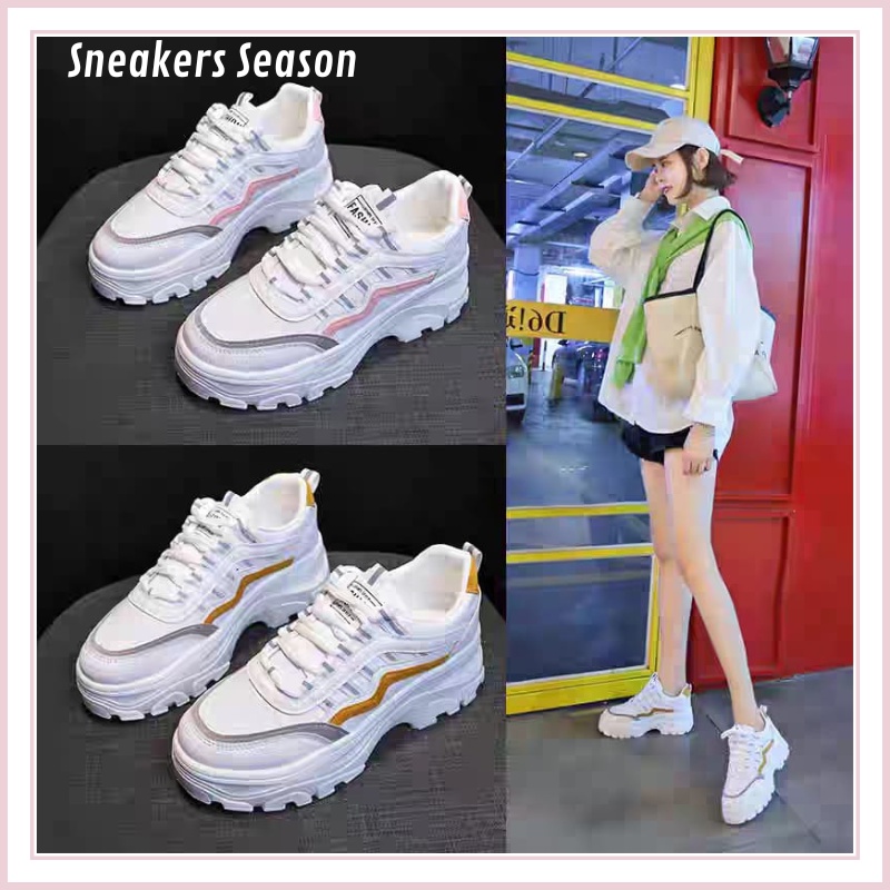 COD SS 1A06 Sepatu Sneakers Wanita Import Korea Sport Sepatu Putih