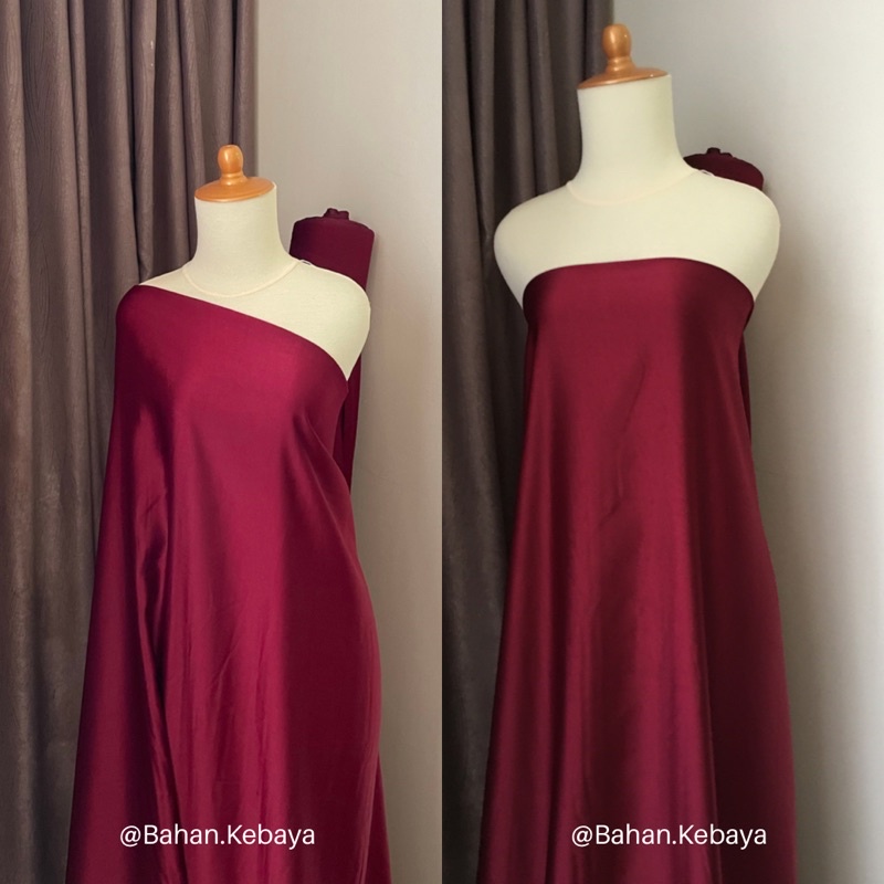 Kain Satin Silk Maxmara Lux Premium 1/2 Meter Bahan Dress Jatuh Baju Kurungan Warna Merah Maroon Marun Gelap