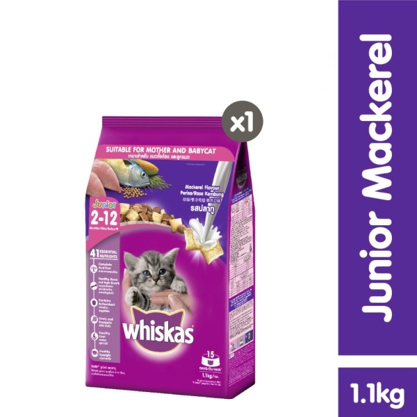 Whiskas Junior Mackerel 1.1 kg Makanan Kucing Kering Dry Cat Food 1kg