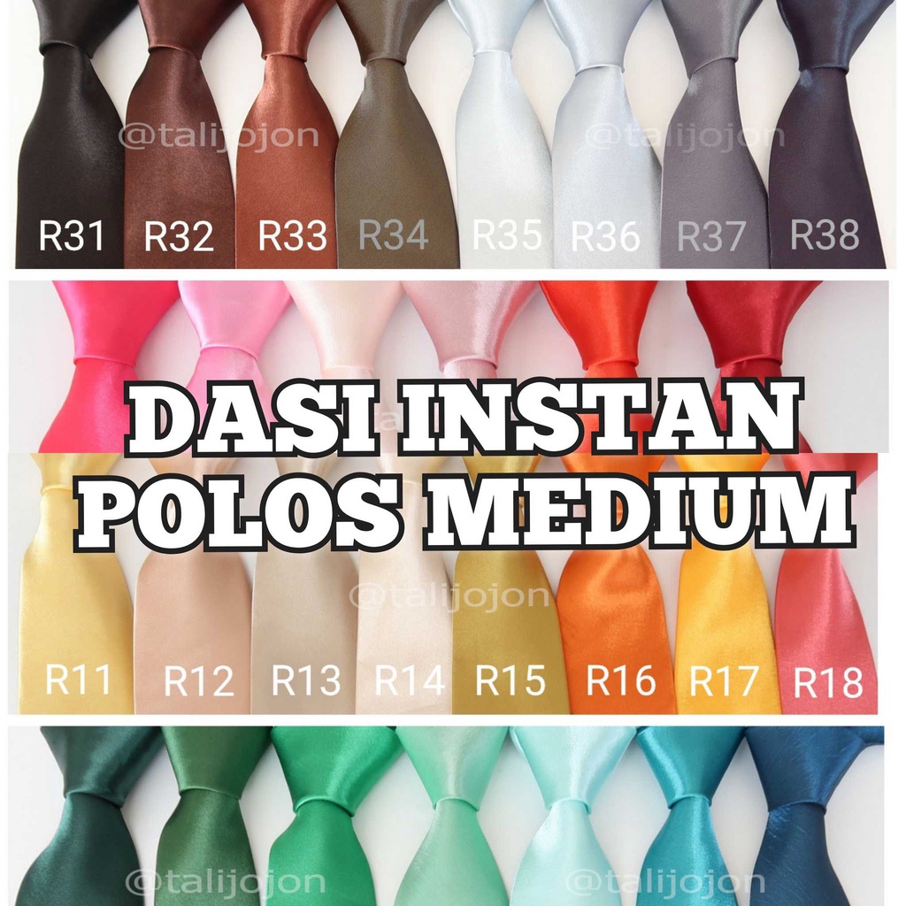 Dasi Instan Dasi Pria Dasi Panjang Polos Ukuran 3inc Bahan 100% Silk Premium Warna Lengkap