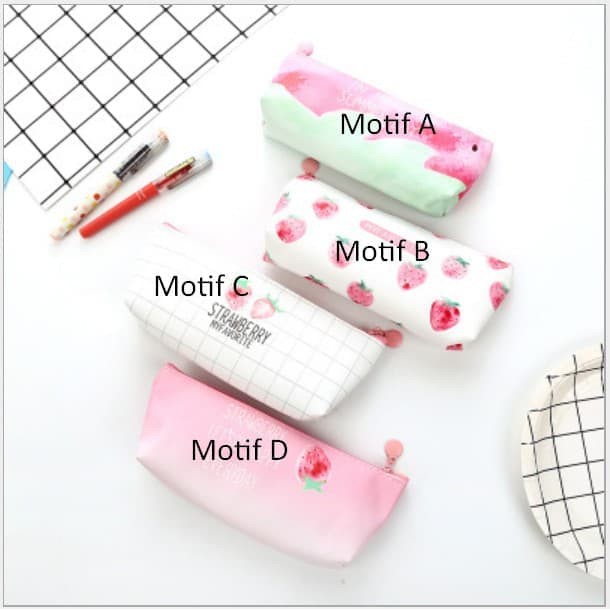 

Tempat Pensil alat tulis Lucu Unik motif Strawberry Series - KSY166 - Motif A