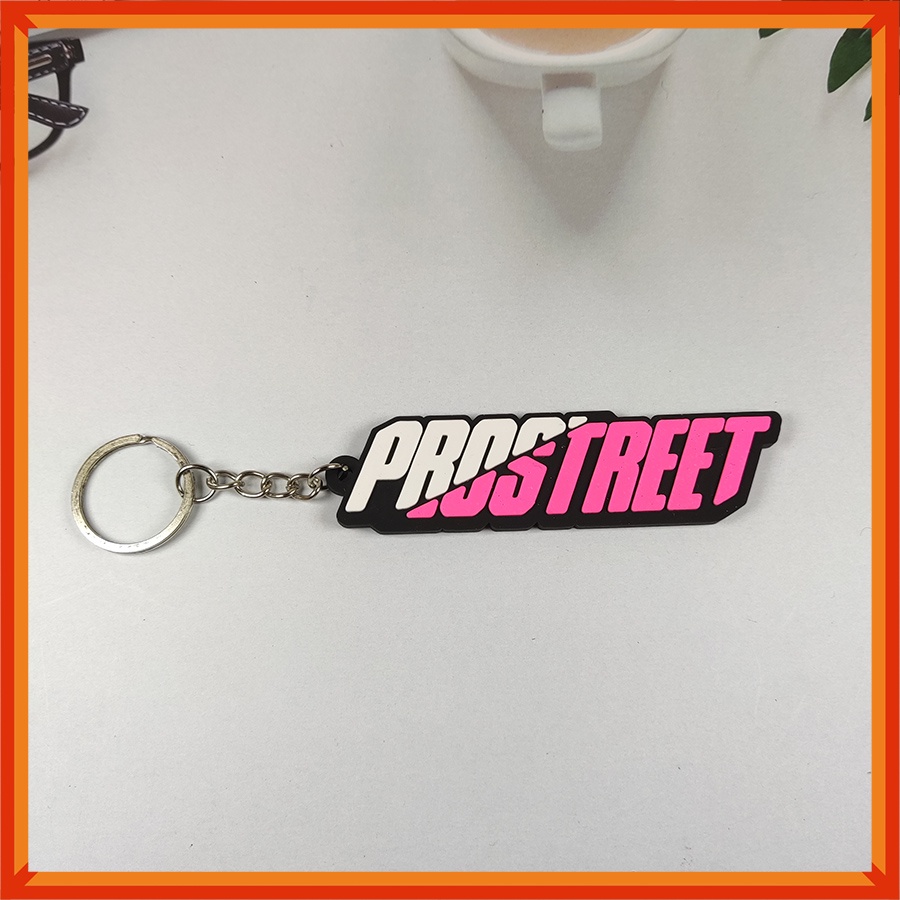 [BAYAR DITEMPAT] Gantungan Kunci karet Unik Motif Pro Street | Rubber keychain Prostreet | bandul Kunci Premium-Putih - Pink