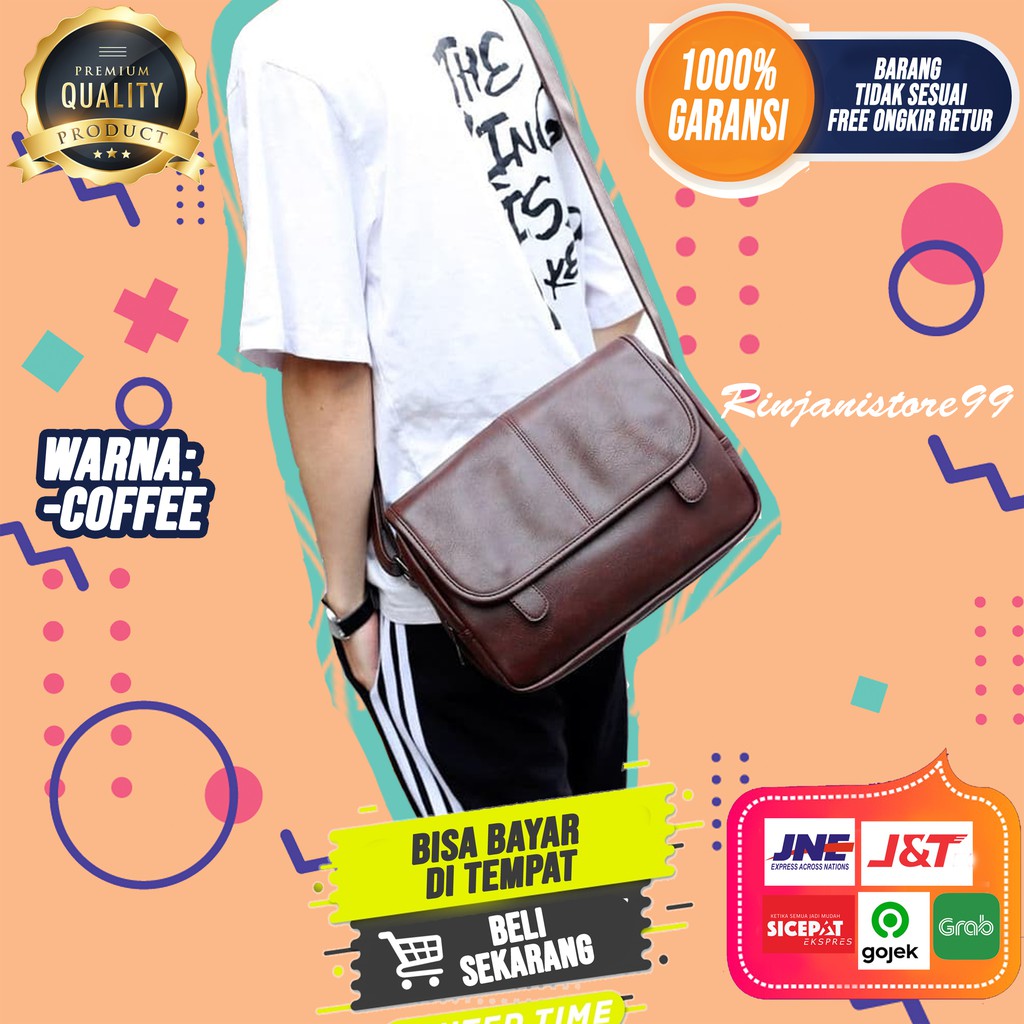 Tas Selempang Kulit Tas Bahu Pria Original Slingbag Premium Branded Import Asli Termurah F22
