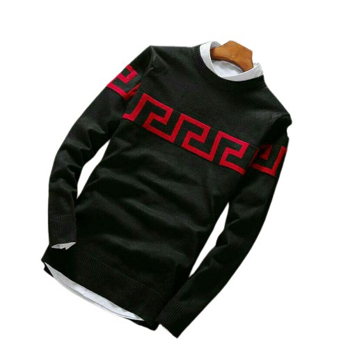 Sweater Pria Rajut Labirin Black Smoot