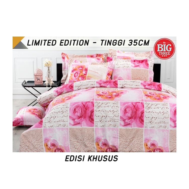 Sprei KENDRA Signature Tinggi 35 cm 120x200 LOVE FOREVER - Single Size 120 T35 SP - Bunga pink