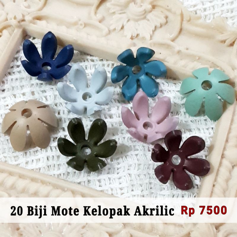 20 Biji Mote Manik Kelopak Akrilic Bahan Aksesoris Strap Masker