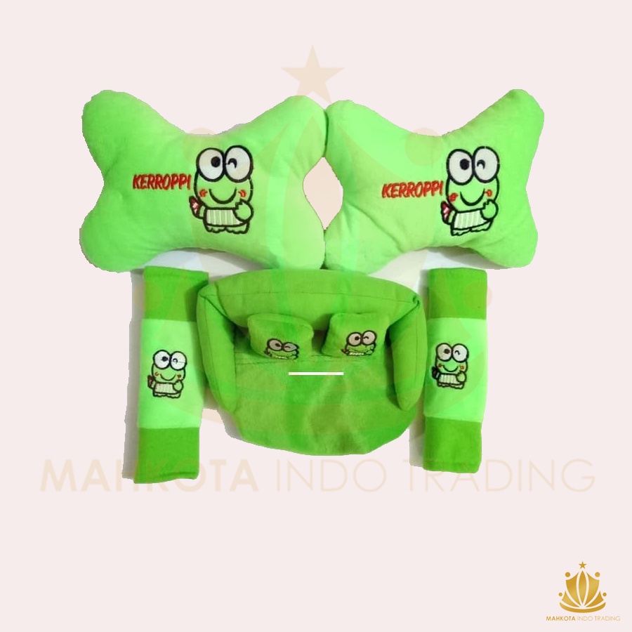 Car Set Bantal Mobil Keroppi (Keropi) 3 in 1 / Aksesoris Mobil Keroppi