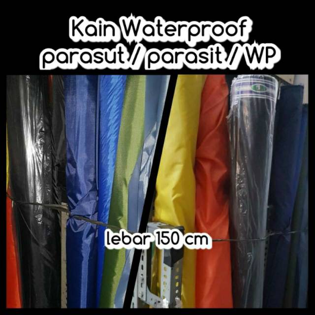 Kain parasit parasut waterproof WP bahan meteran polos