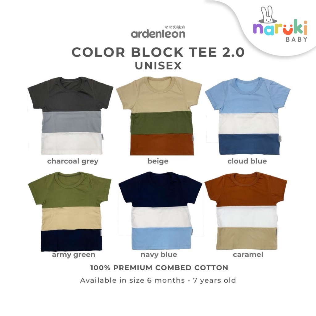 Arden Leon Unisex Color Block Tee 2.0 Kids Ardenleon Baju Atasan Anak