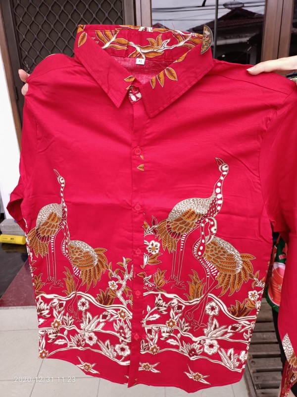 Kemeja Batik Pria Dewasa Lengan Pendek Bahan Katun Stretch, 021 Py#