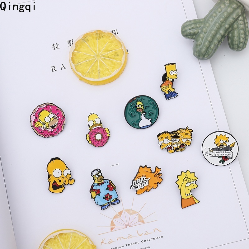 Bros Pin Enamel Desain Kartun Bart Simpson Lisa Homer TV Show Humor Untuk Hadiah Penggemar