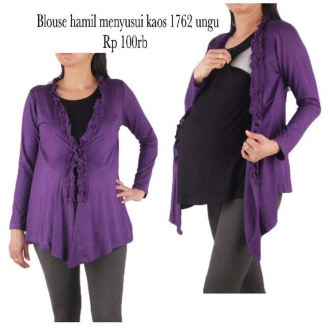 Blouse hamil menyusui kaos 1762 ungu