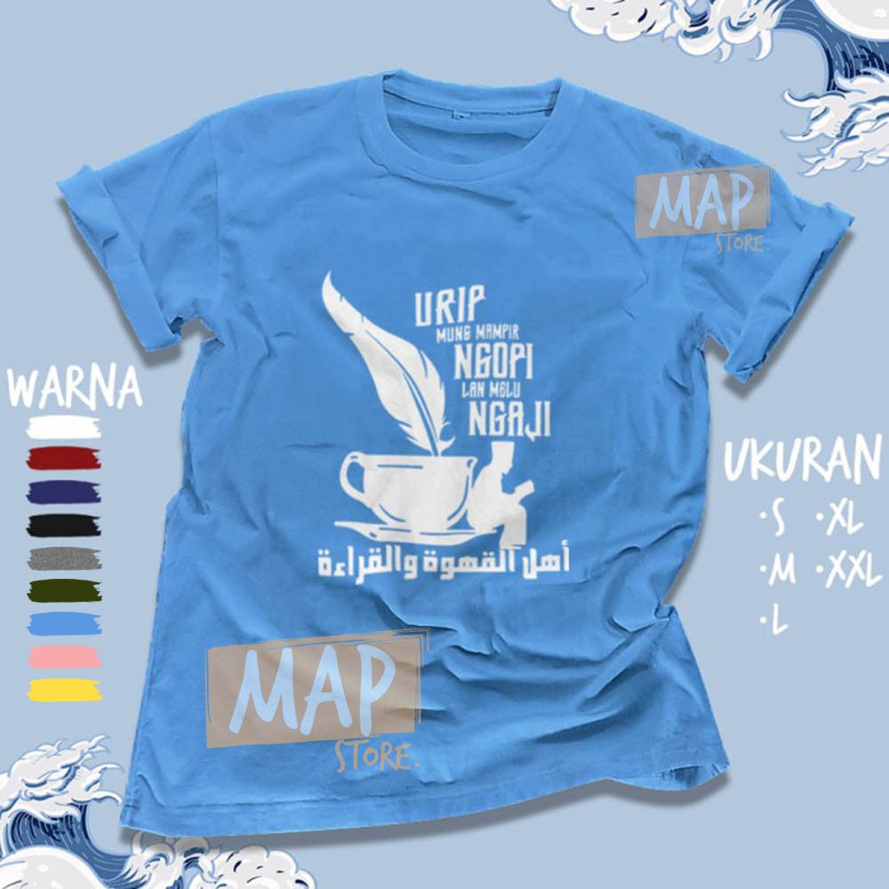 Kaos Santri Islami URIP MUNG MAMPIR NGOPI LAN NGAJI - Baju Distro Dakwah Muslim Premium | MS1731-7