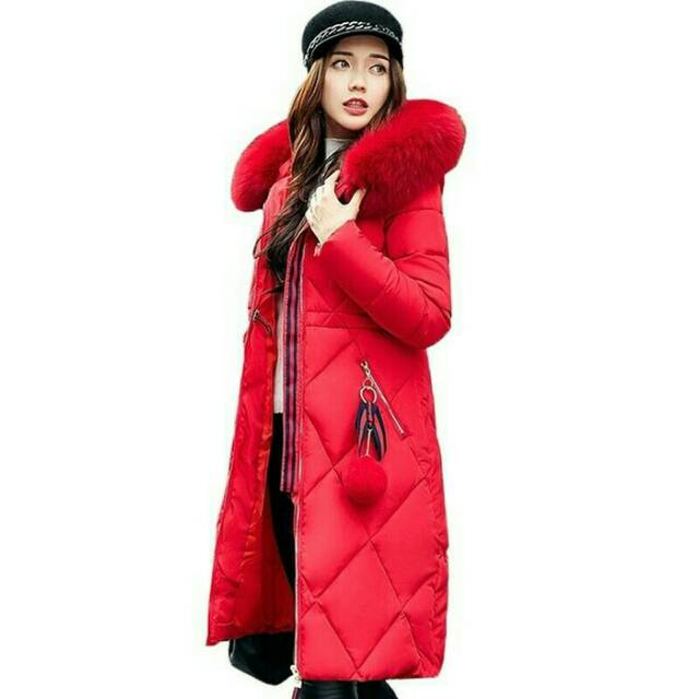 jaket jacket hoodie parka hooded parka down collar bulu hangat long winter dingin import impor coat