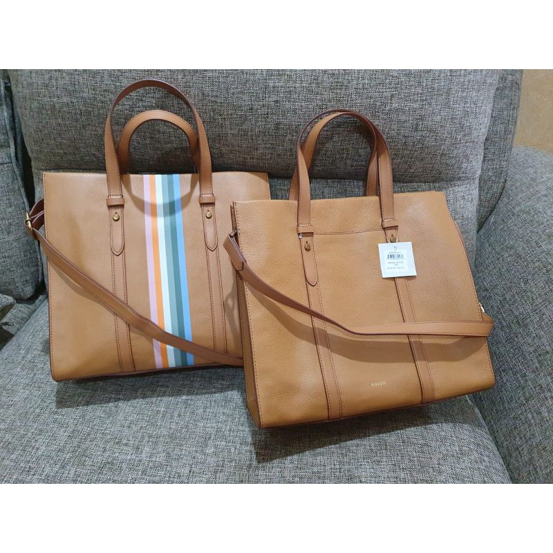 tasFossil kingston tote shoulder bag tan multi brown