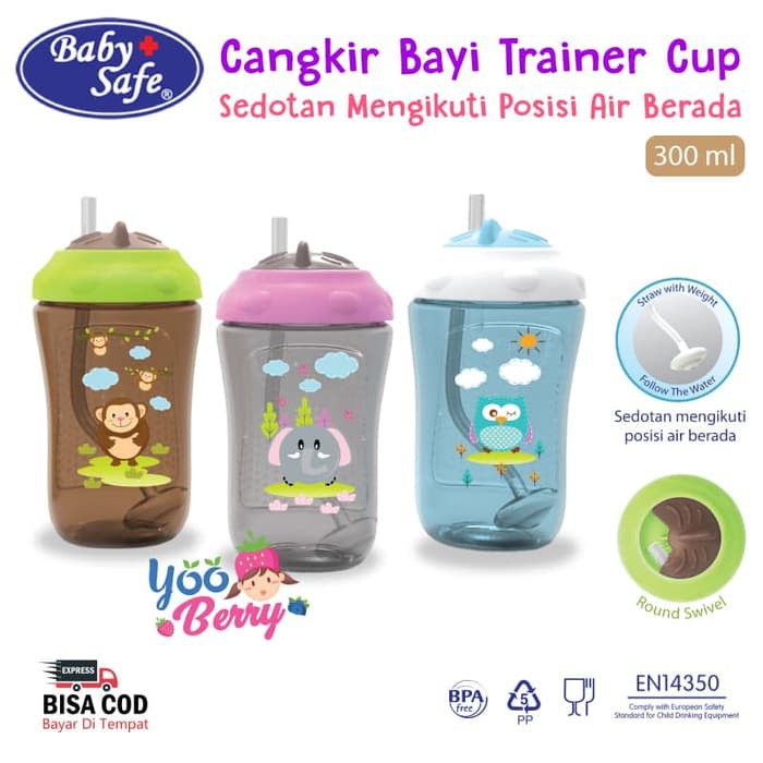 DIJUAL Baby Safe Trainer Cup Weighted Straw 300 ml Tempat Minum Bayi Sedotan - Brown [SALE]off40%