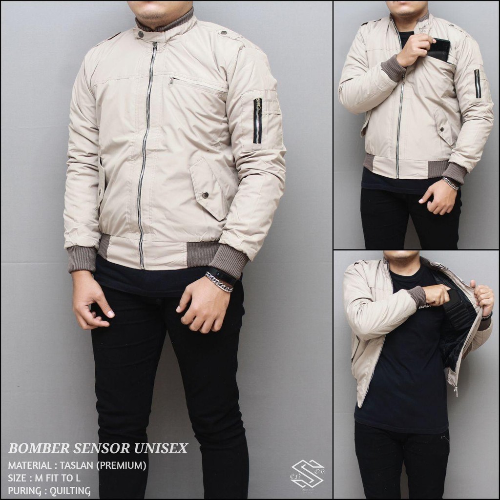 Jaket bomber pria-jaket pria unisex cream