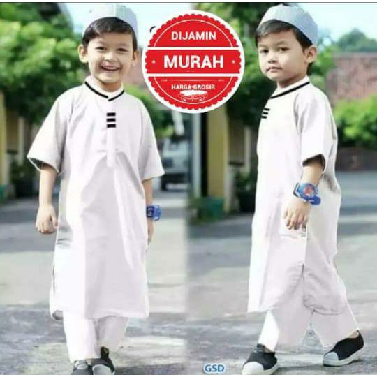 BAJU KOKO ANAK BAJU KOKO PAKISTAN ANAK BAJU MUSLIM ANAK LAKI LAKI 1-13 Thn BONUS PECI SETELAN KOKO