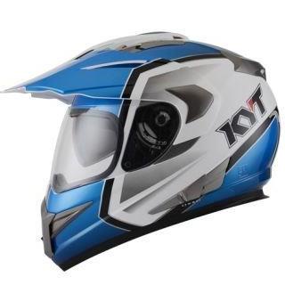 Helm Kyt Enduro Super Moto Cross Visor Supermoto White Blue