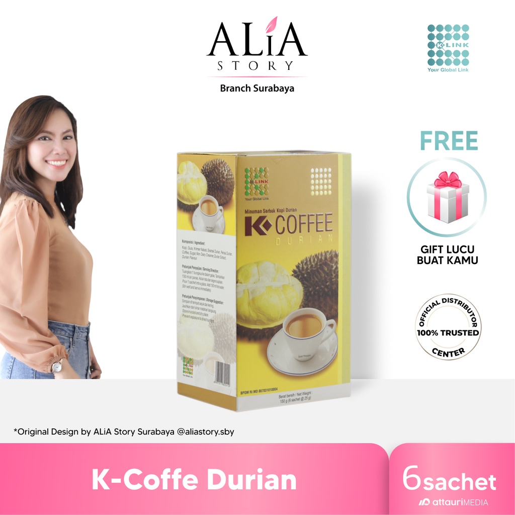 

K-COFFEE Durian K Link Original 1 Box isi 6 Sachet Kopi Aroma Durian Meningkatkan Gairah dan Stamina serta Membantu Menurunkan Tekanan Darah ALiA Story Surabaya K Link Original Official Store