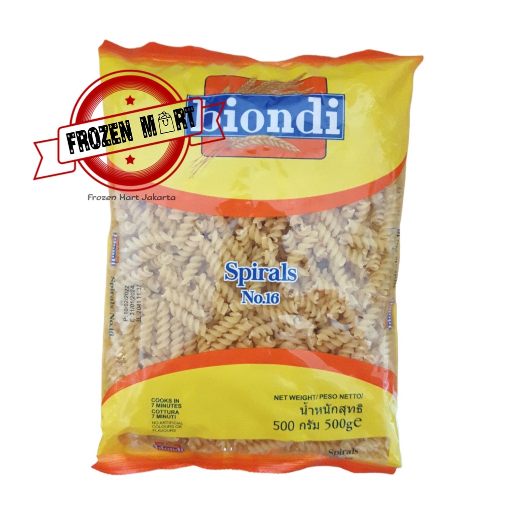 Pasta BIONDI Spirals No.16 500Gr