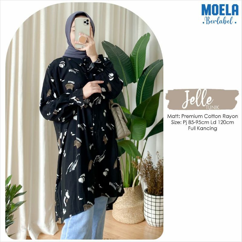 Jelle Oversize Tunic Moela / Tunik Jumbo Bahan Premium Katun Rayon