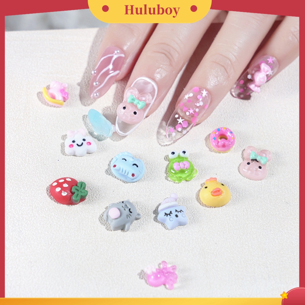 Huluboy Huluboy♡ 1 Kotak Charms 3D Bentuk Kartun Bahan Plastik Untuk Dekorasi Nail Art