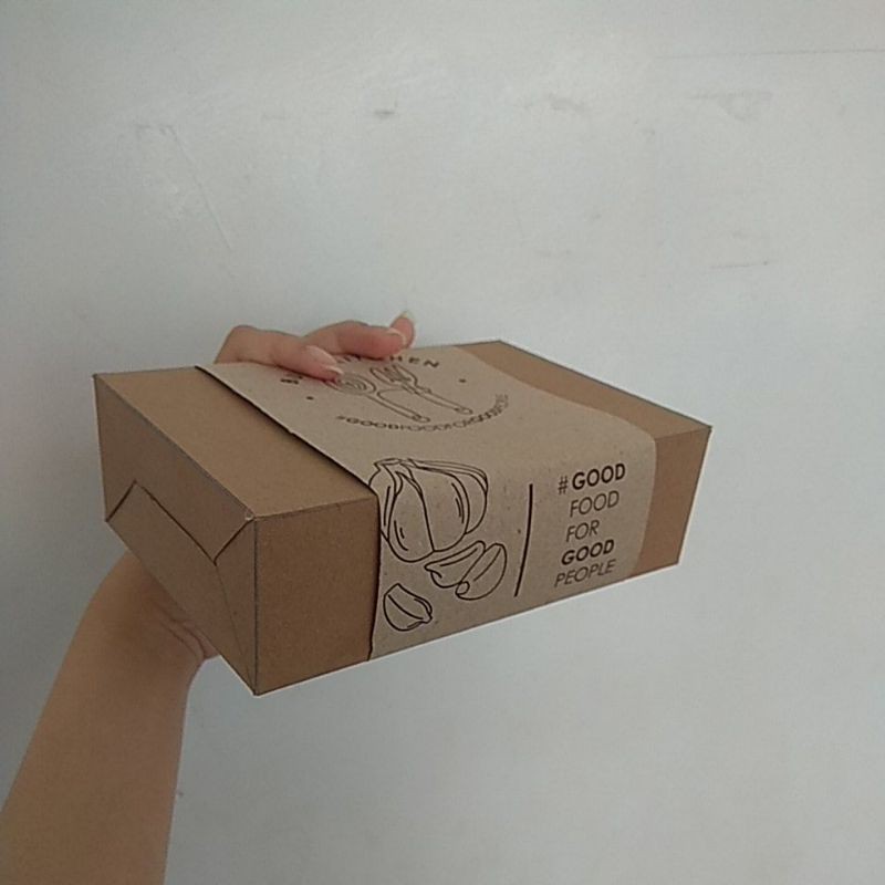 rectangle box polos + custom belt 200 pcs murah coklat kraft kemasan makanan design cetak