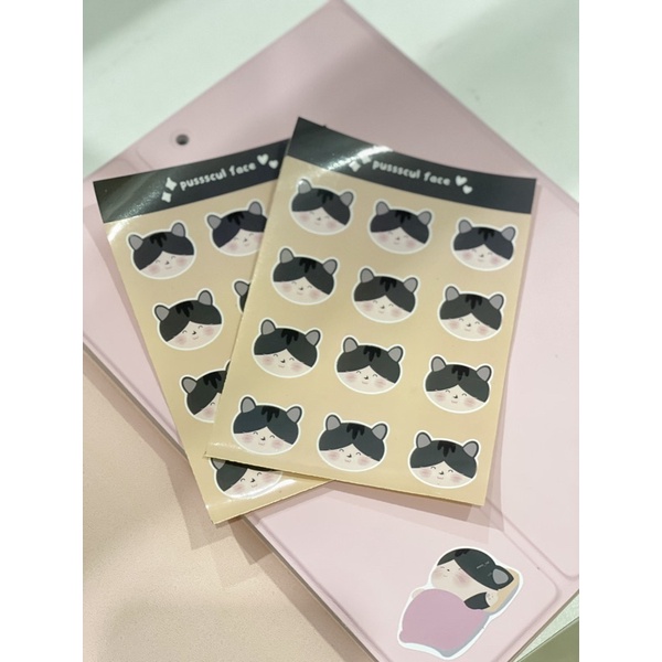 

PUSSSCUL CAT FACE STICKER SHEET | journal, journaling, planner, stiker