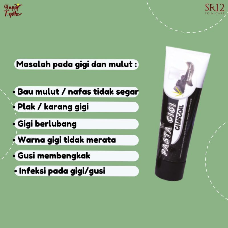 PASTA GIGI CHARCOAL SR12 HERBAL.SKINCARE PEMUTIH GIGI - PENGHILANG BAU MULUT KARANG GIGI