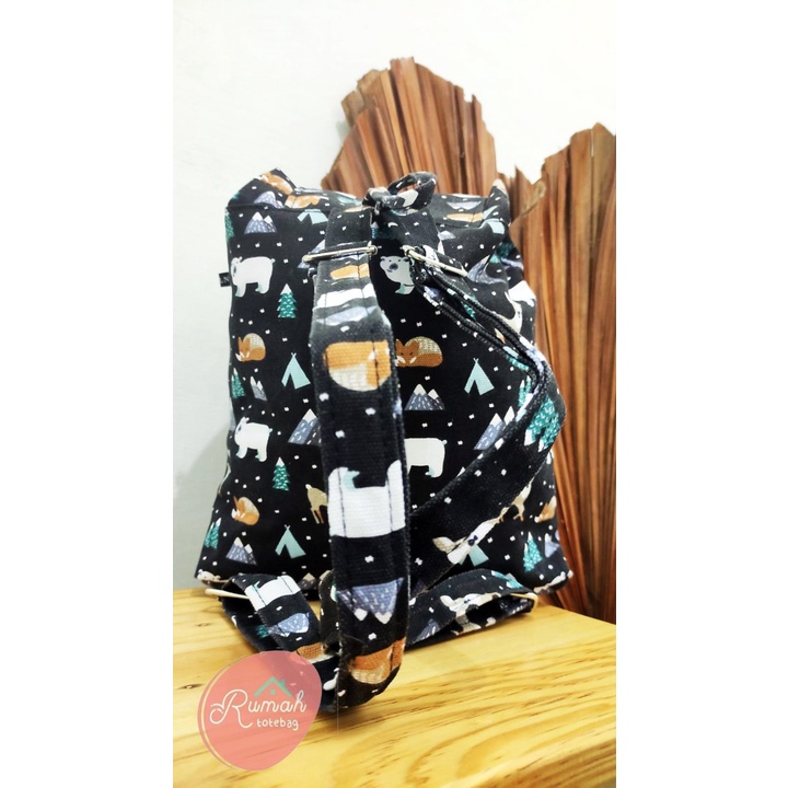 RANSEL SERUT BERUANG KUTUB //tas kanvas - tas ransel wanita - tas wanita - tas lucu - cewe