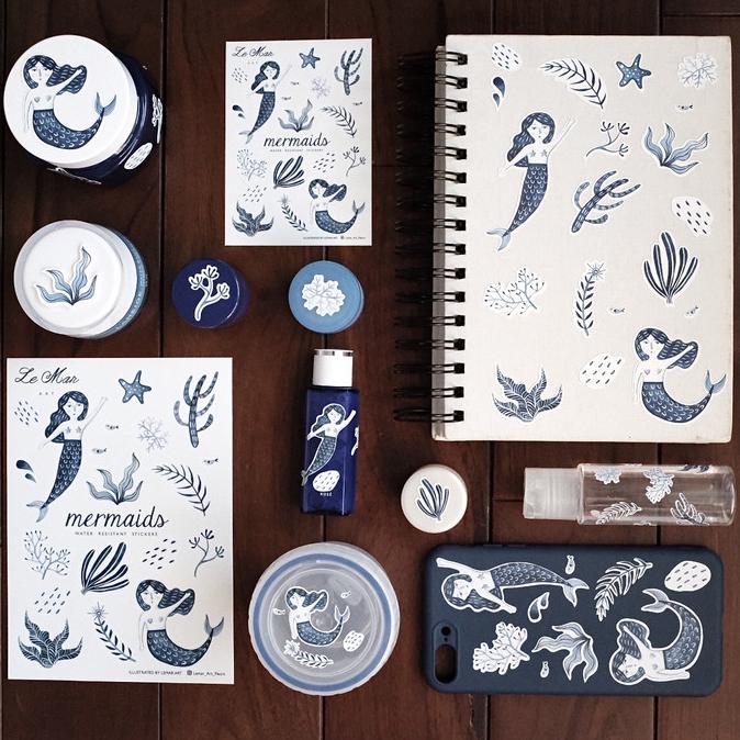 

Bergaransi Mini Mermaid Handpainted Sticker , Watercolor Murah