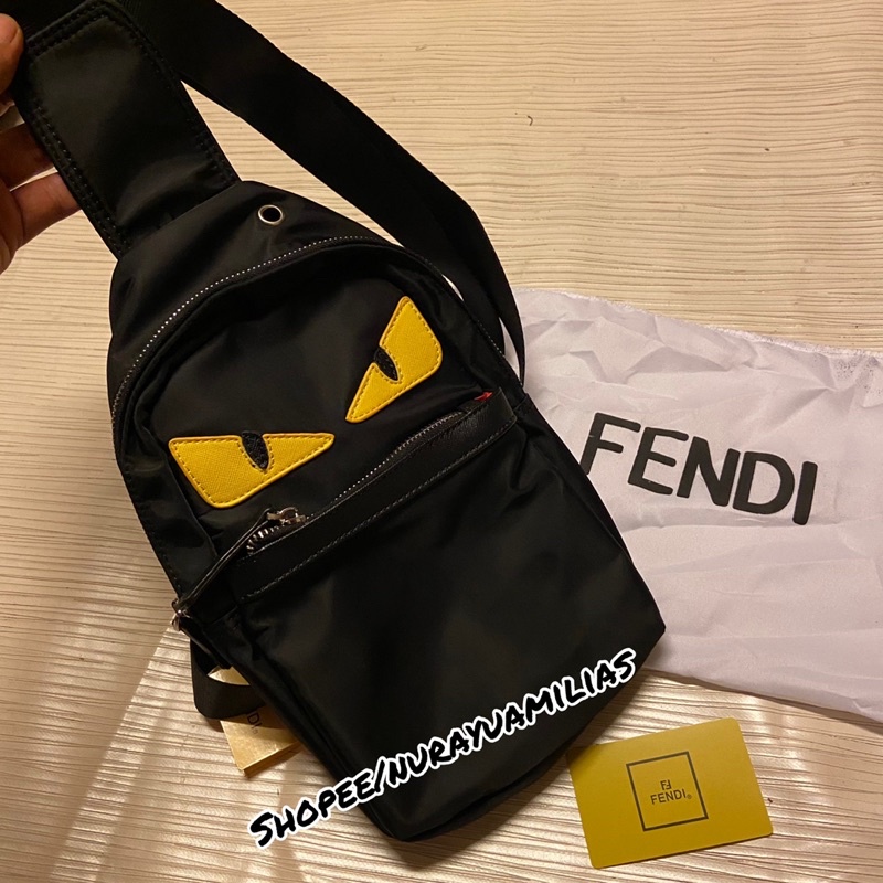 tas selempang kulit Fendi pria import premium tas slempang pria branded import