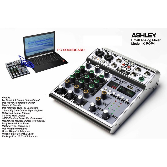 Mixer Ashley 4 channel KPOP 4 Baru Support Soundcard