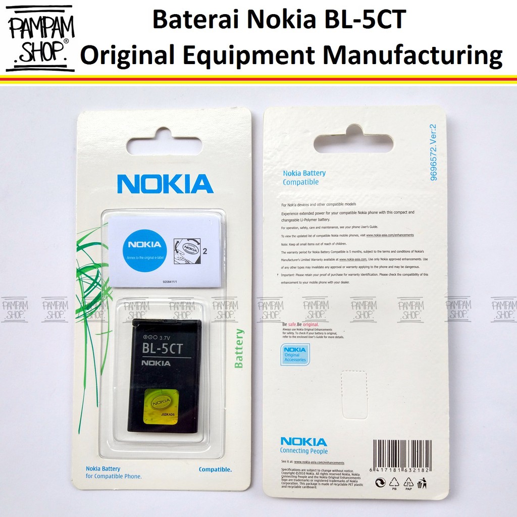 Baterai Nokia BL5CT 3720 6303 5220 C3 01 C3-01 C5 C5-00 C6-01 BL-5CT Original Batre Batrai BL 5CT