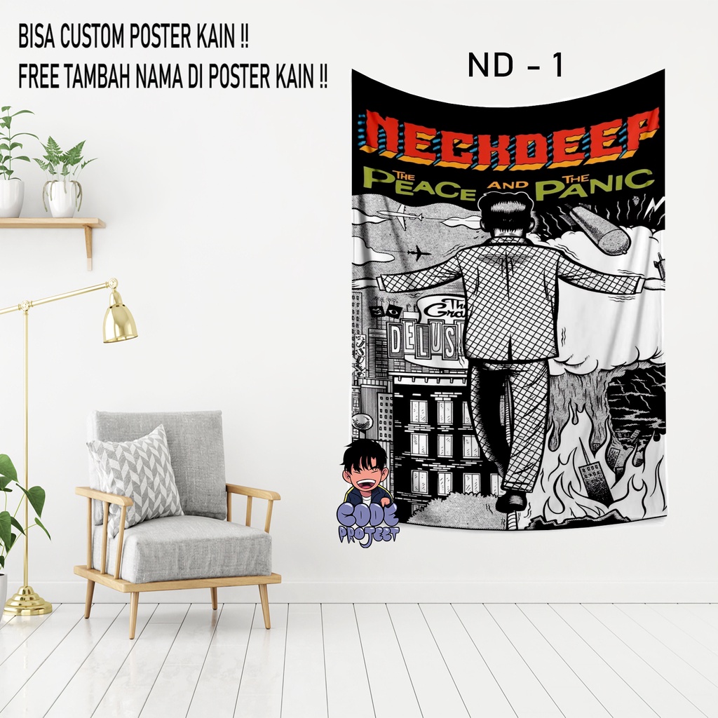 POSTER KAIN NECK DEEP - NECK DEEP - hiasan dinding neck deep - dekorasi tembok kamar neck deep - paj