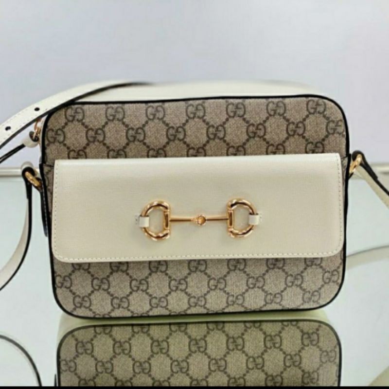 Tas Gucci horsebit 1955 small shoulder bag PVC -grained leather 23cm