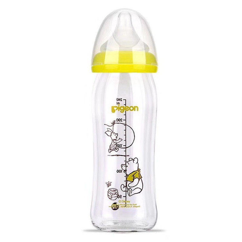 Pigeon Glass 240ml Disney Wideneck SofTouch Baby Bottle Botol Susu Kaca