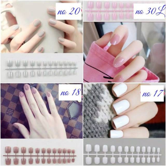 24 Tips Midi Fake Nails Pendek / Kuku Palsu Warna