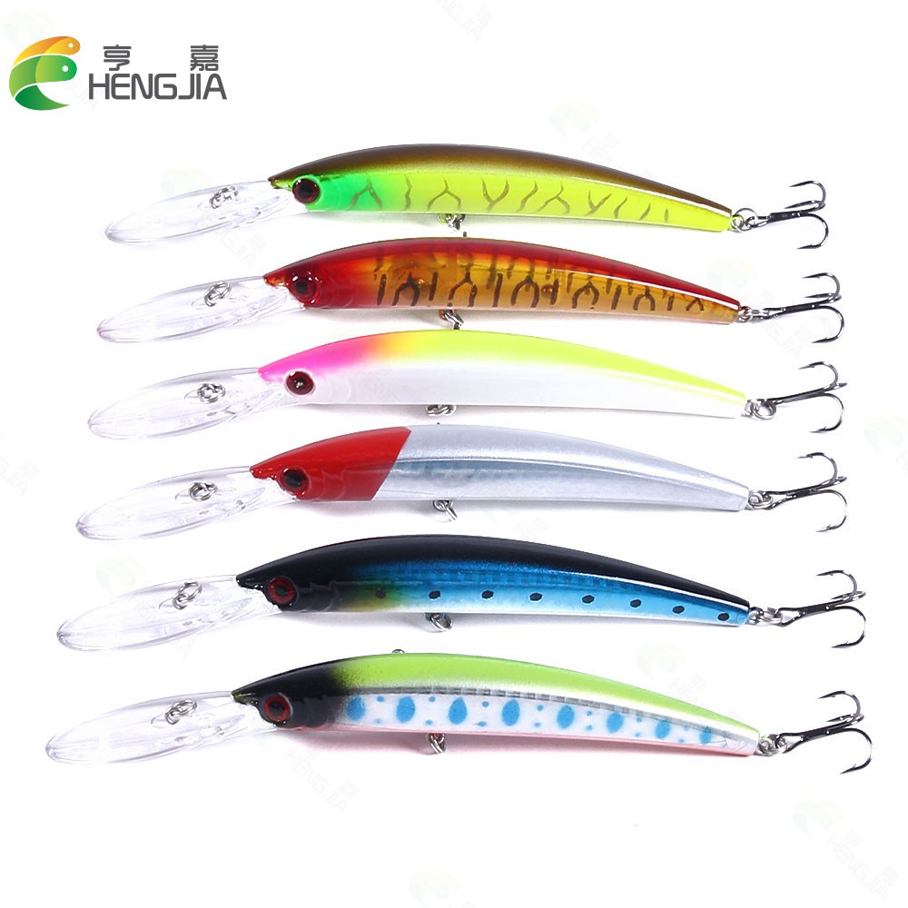 HENGJIA 6PCS 15cm/15g Bent Umpan Minnow Fishing Lures Floating Crankbait Artificial Hard Baits Bass Fly Fishing Tackle