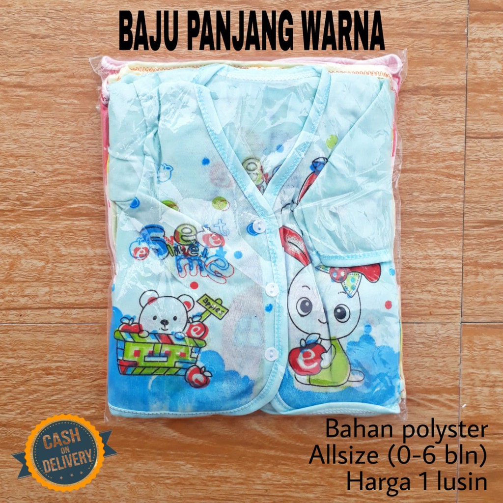 1 LUSIN (12 pcs) Baju bayi pendek WARNA harga grosir TERMURAH