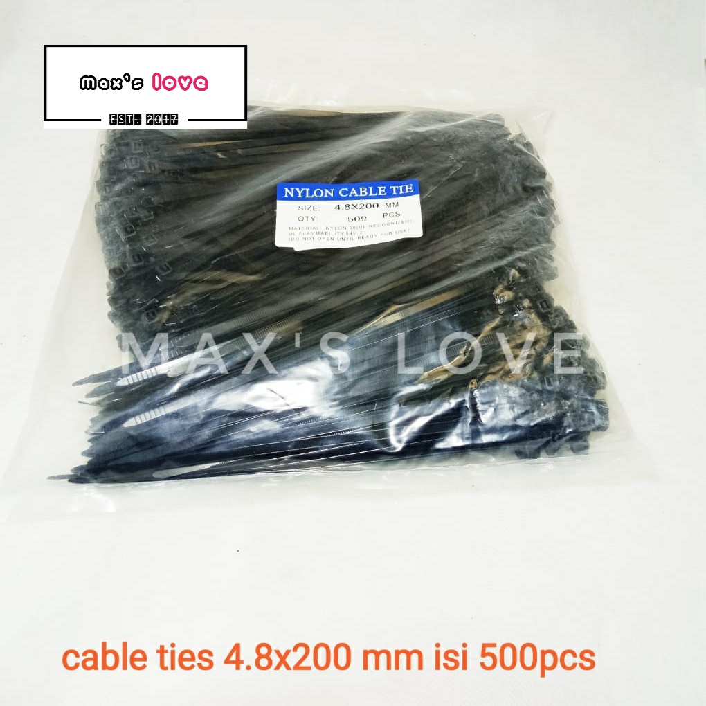 

NYLON CABLE TIES TIE TIS PENGIKAT KABEL MAKANAN 48 X 200 MM 4.8 X 20 CM ISI 100 500