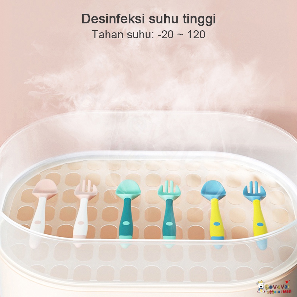 BEVAVAR Sendok Dan Garpu Mpasi Bayi Silikon Baby Spoon Fork Free Kotak