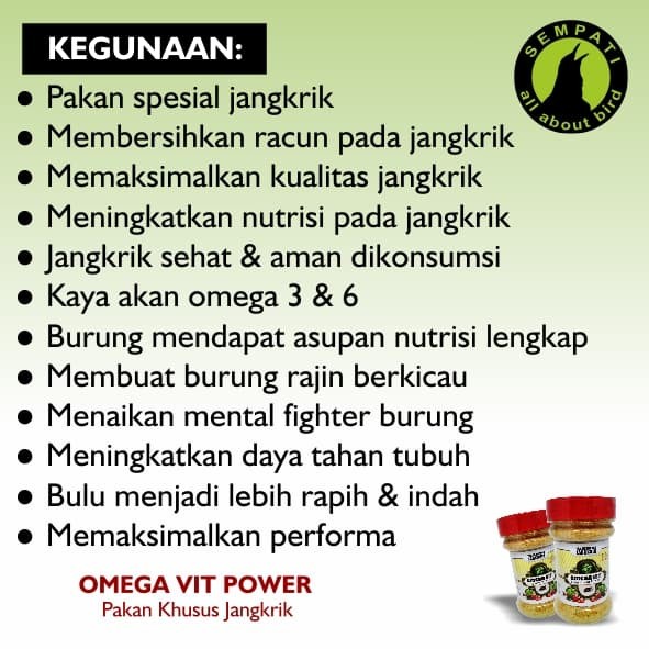 

Ge02G Pakan Burung Murai Kacer Omega Vit Jangkrik Ds5G