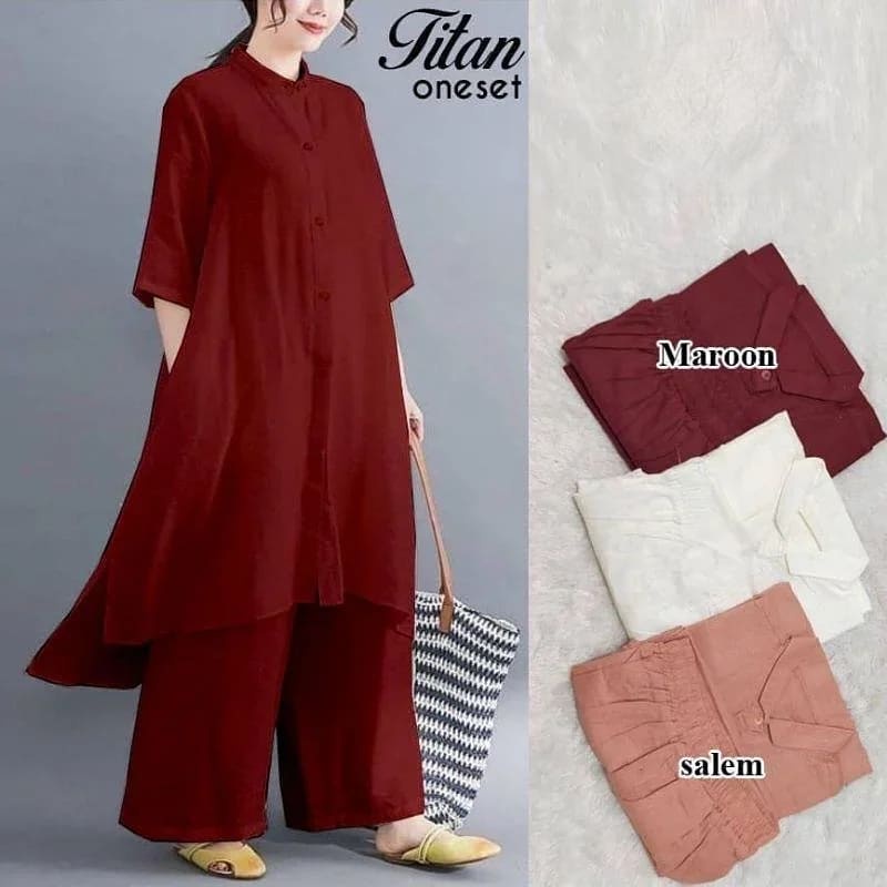 Titan Set / Setelan Wanita / Setelan Celana / Setelan Wanita Kulot / Bahan Katun Linen