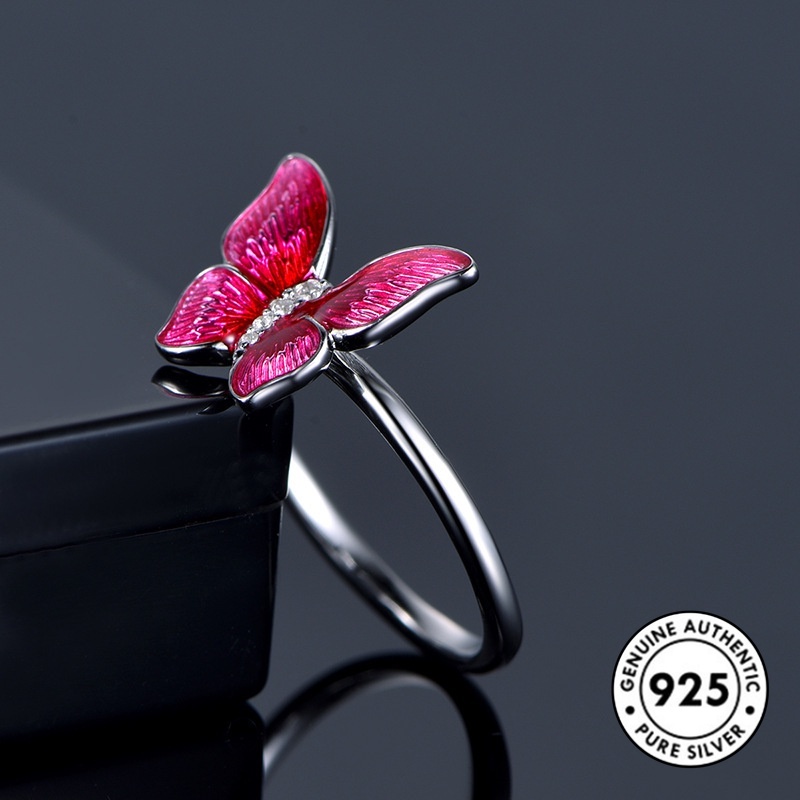 Cincin Desain Kupu-Kupu Bahan S925 Silver