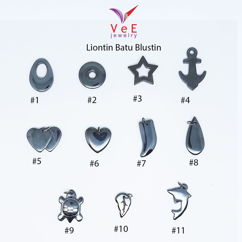 VeE Liontin Batu Blustin Hitam 20mm
