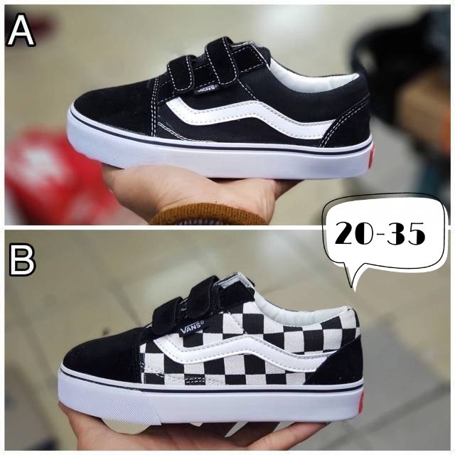 SEPATU VANS ANAK HITAM PEREKAT / SEPATU SEKOLAH HITAM 