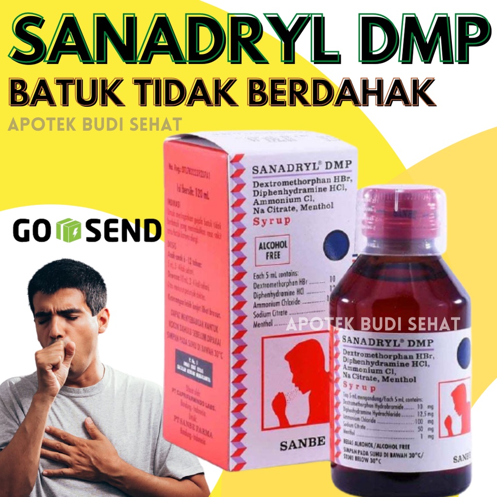 Jual Sanadryl DMP Obat Batuk Kering Batuk Tidak Berdahak Obat Flu 120mL